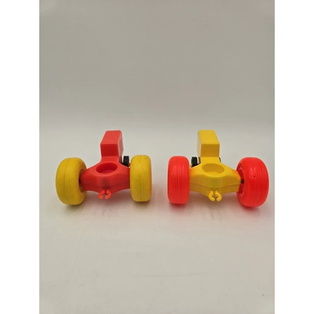 Lot Of 2 Vintage Little People‎ Tractors Red Orange And Yellow